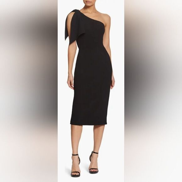 Dress The Population Tiffany One-Shoulder Midi Dress NWT size XL Black - Picture 1 of 5
